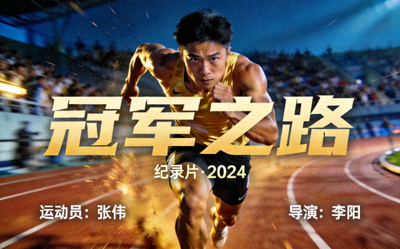 体育纪录片《冠军之路》海报：运动员在赛场上拼搏的瞬间