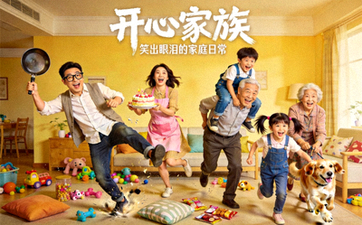 喜剧电影《开心家族》海报：一家人搞笑的日常生活场景